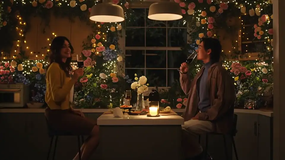 Candle Warmer Lamp creating warm dinner ambience