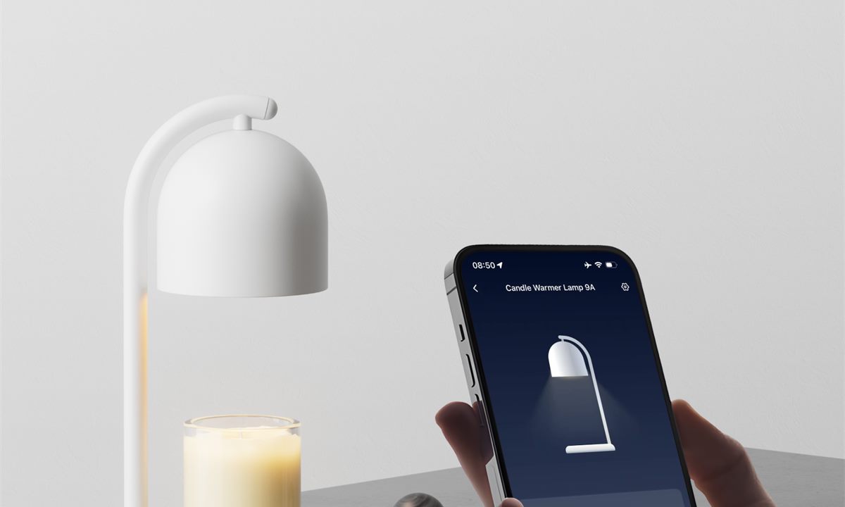Candle Warmer Lamp controlled from an app with no open flame