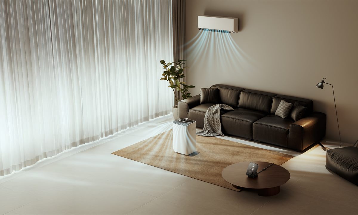 Hub 3 in a room with a split-type aircon