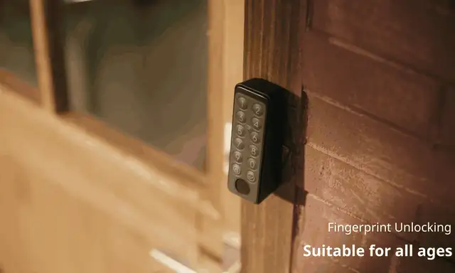 Keypad Touch fingerprint unlock at an entry door