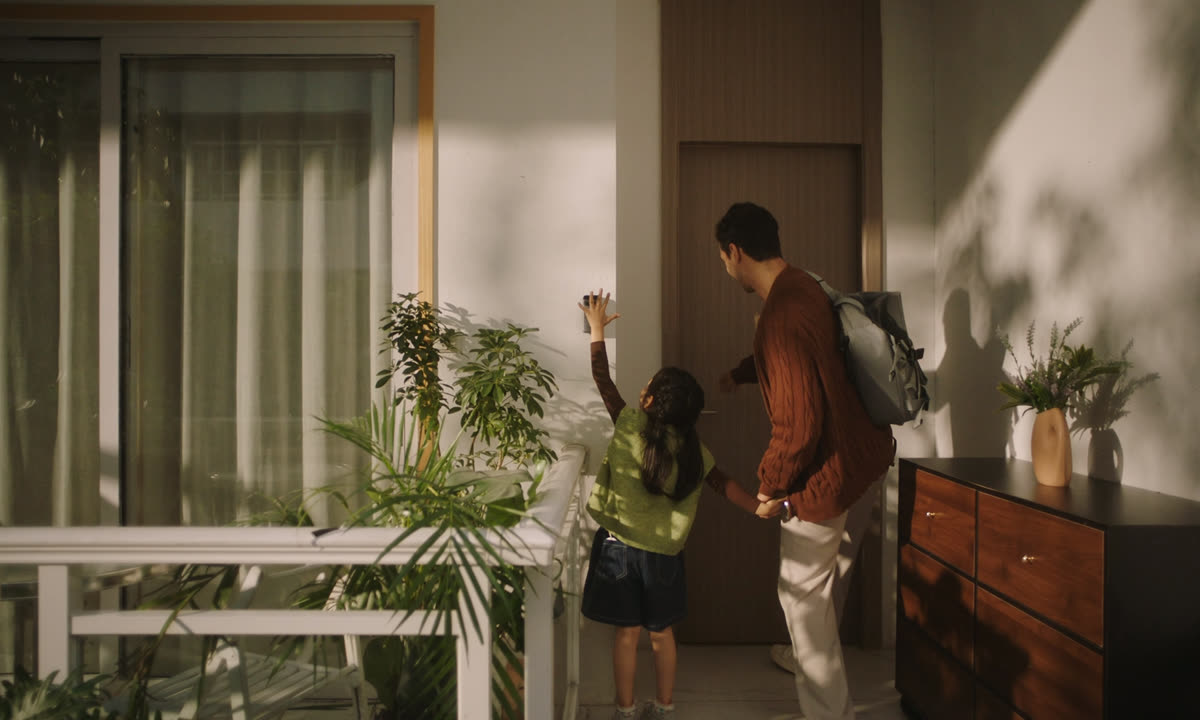 Family using Keypad Vision at the front door